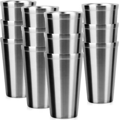 16 Oz Stainless Steel Cups - 12 Pack Insulated Tumblers for Home & Camping  | eBay
