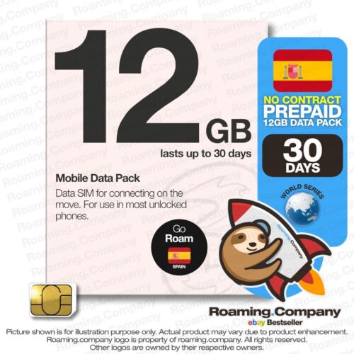 🚀 SPAIN 30 DAYS 12GB DATA 4G 5G Prepaid Travel SIM Europe Roaming - Picture 1 of 6