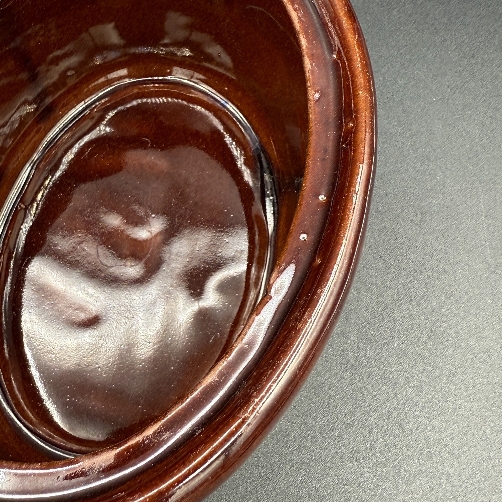 Vintage 3 Tone Pottery Oval Individual Casserole Small Baking Dish w/ Vented Lid