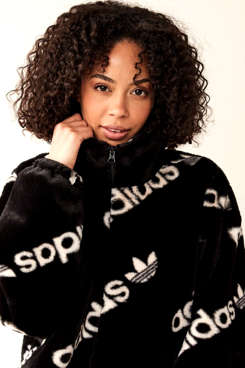 MED adidas Originals Women's FAUX FUR LUXE BOMBER HM4885 BLACK