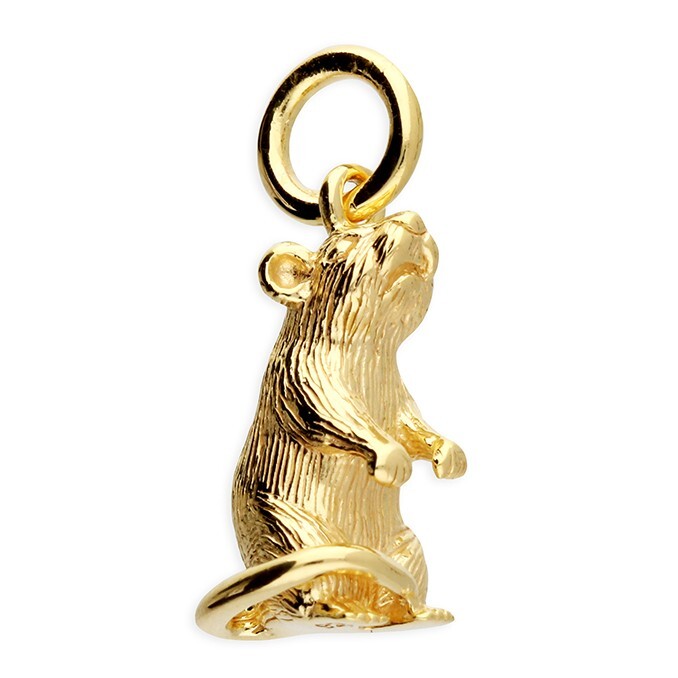 Rat Pendant 18ct Gold on Solid Sterling Silver Chinese Year of the