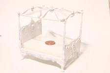 Dollhouse Miniature Queen Anne Style Queen Size Canopy Bed 1:24 1/2 Scale White 
