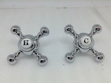 Tub or Sink Chrome and Porcelain Cross Handles, Pair RS-706CW-3-CP Signature Har