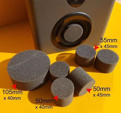 50mm x2 Foam Speaker Bungs improved Sound Bass Port Plugs Reduce Port Noise