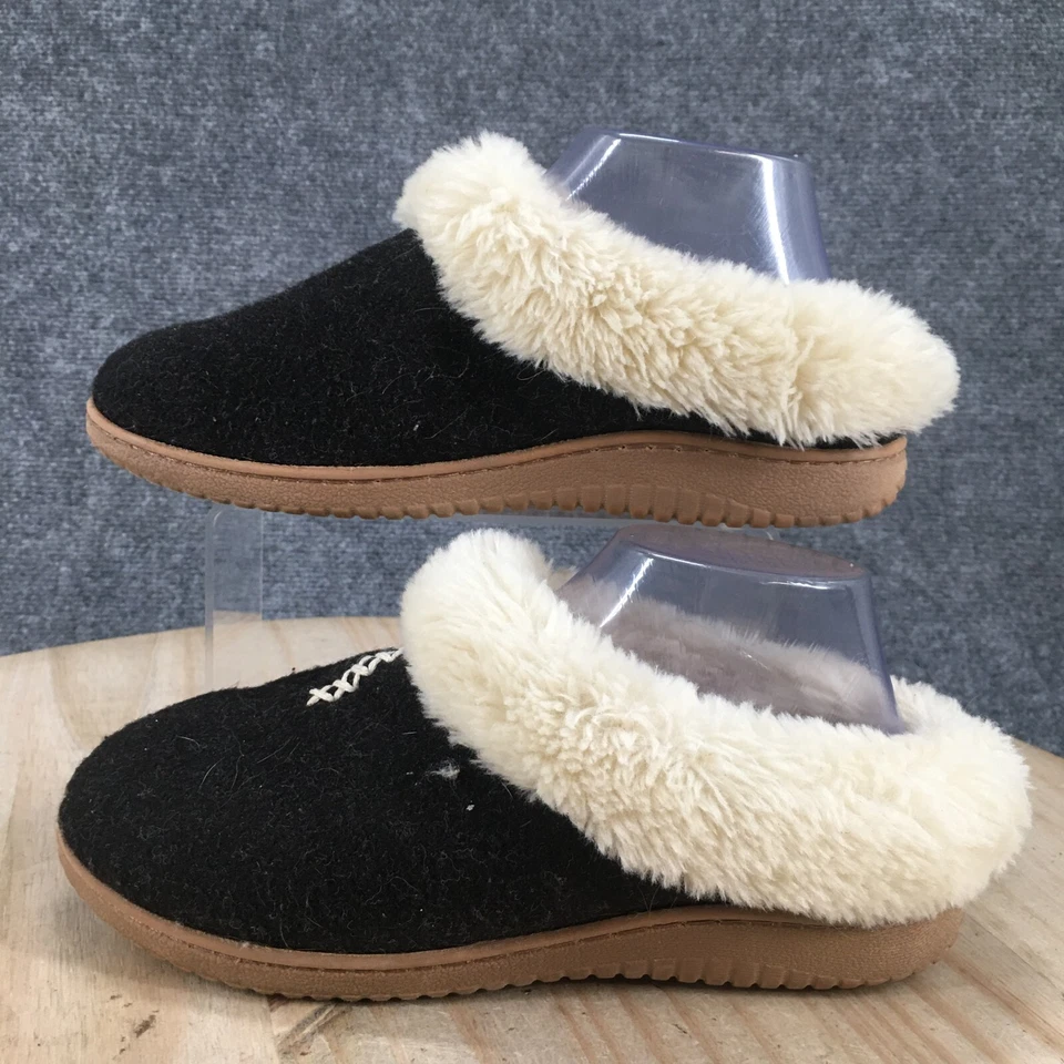 Sandalias Dearfoams para mujer 7-8 informales cómodas sin cordones zapatillas de mula tela negra Foto 2 de 4