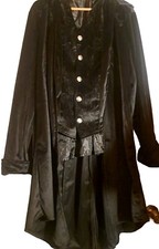 Men's Tuxedo Tailcoat Siver Buttons Jacket Embroidered Velvet Suit  Costume 3XL