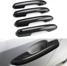 4x LHD Carbon Fiber Print Exterior Handle Overlay Cover Snap-on Fits 18-25 RAV4