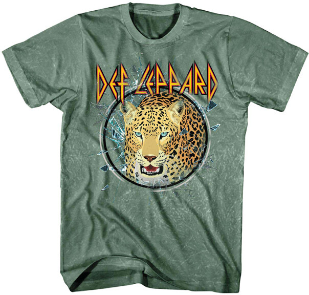 Def Leppard Big Cat Glass Classic Rock Rocker Olive Green Music T