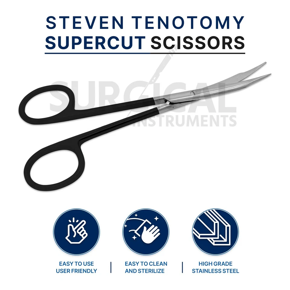SuperCut Scissors Stevens Tenotomy Surgical Instruments Curved 4.5" German Grade - Image 4 of 4