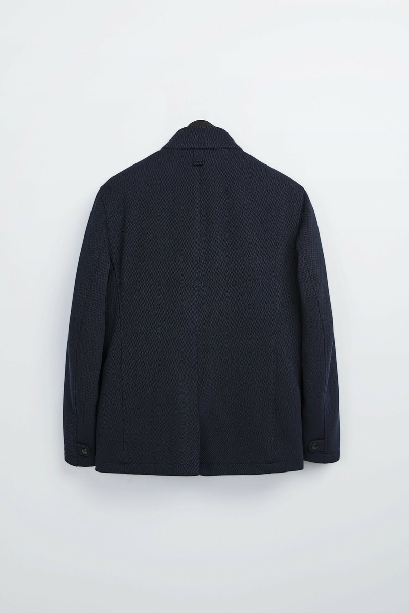 New Zara Textured Car Coat Navy Blue S M L 0706/455 jacket