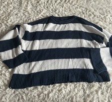 Striped Navy and White Sweater woman s XL