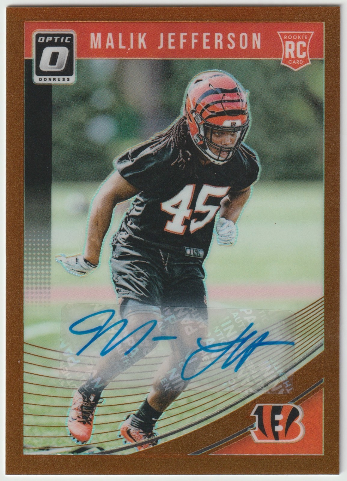 2018 Donruss Optic - Rookies Malik Jefferson #123 Bronze Prizm Auto (RC, AU)