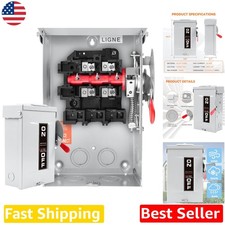 Heavy Duty 30 Amp Disconnect Switch - 2 Pole, NEMA 3R Galvanized Steel, Anti-...