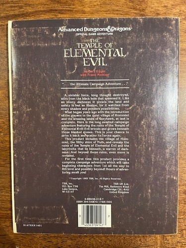 AD&D Dungeons & Dragons The TEMPLE of ELEMENTAL EVIL T1-4 9147 1985 Module + Map - Picture 2 of 6