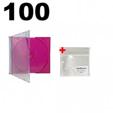 100 SLIM RED Color CD Jewel Cases & 100 OPP Bags