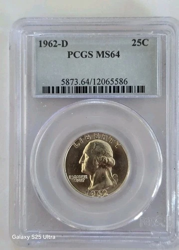 222. 1962 D Washington Quarter BU PCGS MS64 Beauty