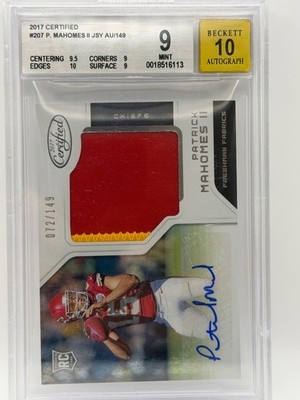 2017 Panini Certified Patrick Mahomes II Freshman Fabrics Rookie /149 BGS 9 | 10