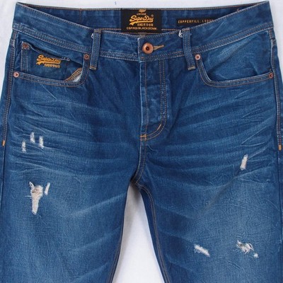 Herrens SuperDry COPPERFILL LOOSE Relaxed Gerades Bein Baumwolle Jeans W34 L36