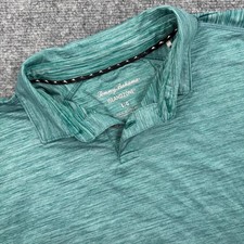 Tommy Bahama IslandZone Mens Large Golf Polo Shirt Green Heathered Performance