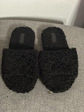 NEW 165 Vince Kalina Shearling Slipper Slide Sandals Black Size 37/7