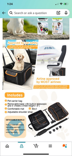 Rolling Pet Carrier Airline Approved Trolley Wheels Dog Cat Traveling Camping