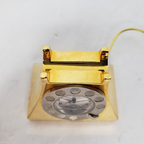 Timex Miniature Mini Clock Rotary Telephone Gold Tone 2.0" Tall - Picture 6 of 14