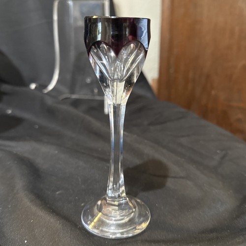 luigi colani Crystal Amythest Cut Footed Cordial 5 1/2 In