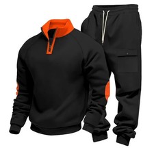 Men's Warm Fleece Jogger 2-Piece Full Warm Sweatsuit Outfit Top and bottom Set