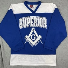 Vintage Superior Wisconsin Hockey Jersey Lodge 236 Blue K1 Sportswear Medium
