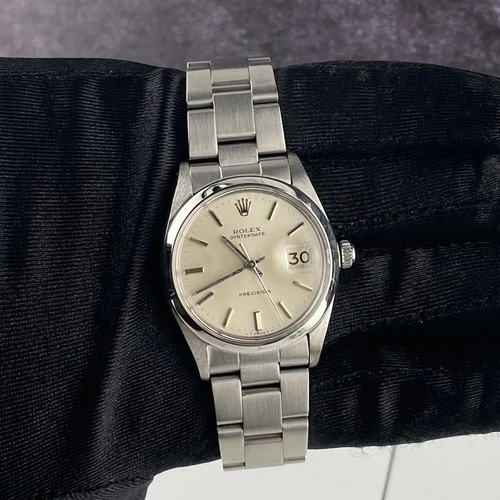 #34 Rolex 34mm OysterDate Precision Silver Dial Vintage Steel Men's Watch 6694