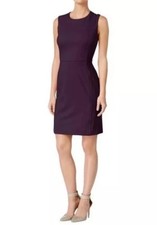 NEW Calvin Klein Natural Faux Suede Sleeveless Dress Size 4 Purple Zippered