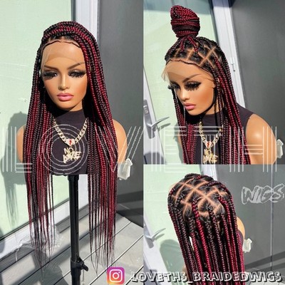 Ships next day(2days SHIPPING)Cornrow Full lace Braided wig,black knotless braid