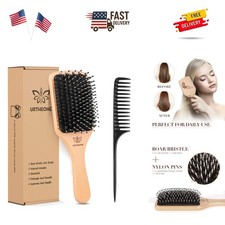 Luxurious Boar Bristle Hairbrush with Natural Wood Handle   For All Hair Types