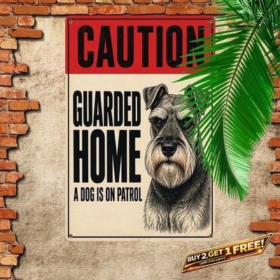 Beware Schnauzer Lives Here Metal Sign Vintage Guard Dog Plaque
