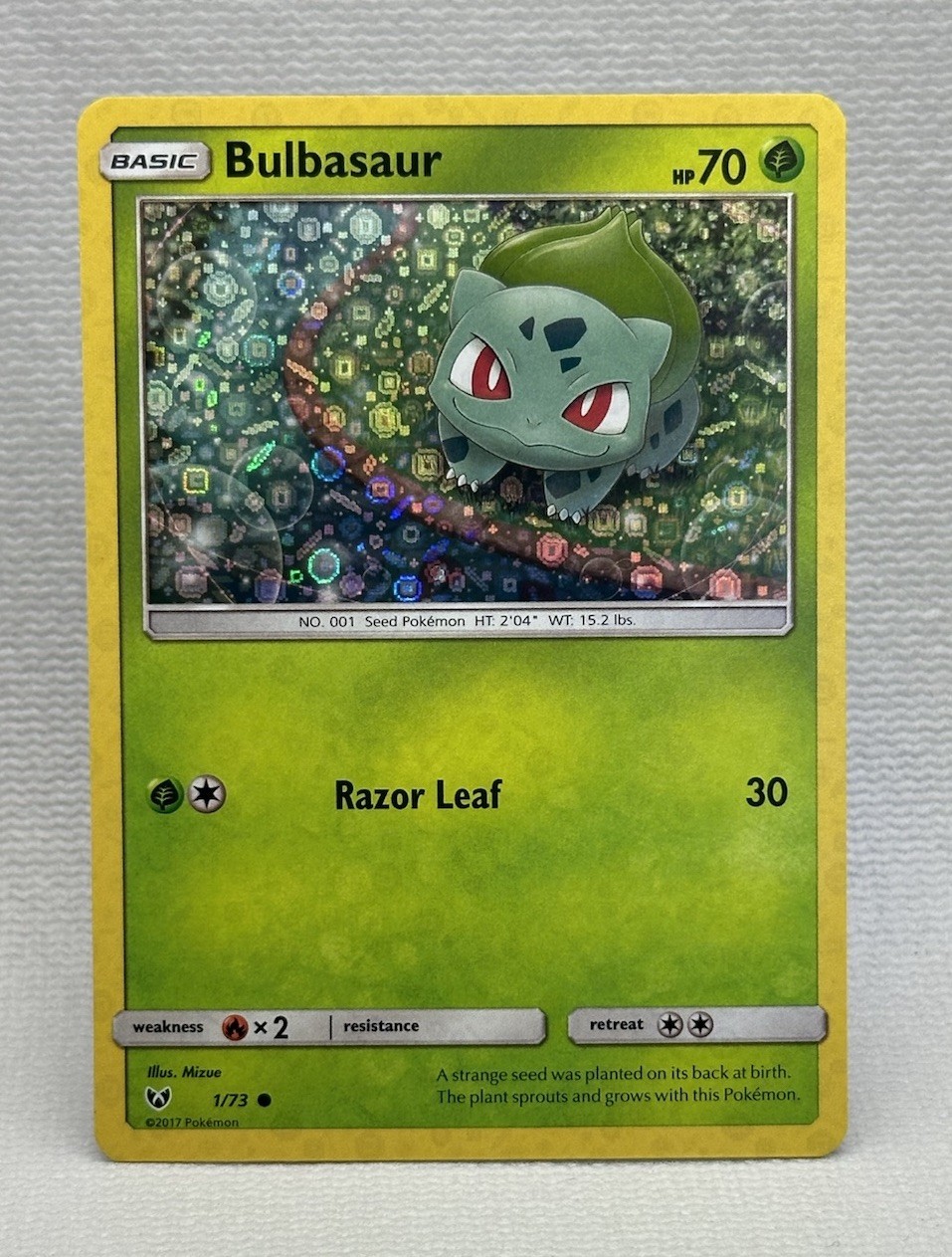 Pokémon TCG Bulbasaur 1/73 Shining Legends Sequin Holo Eng 70 Hp NM