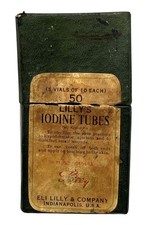 Vtg Lillys Iodine Tubes Box Only Two Vials Left In Paper Carton Dried Up Inside
