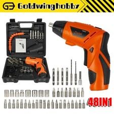 48 in 1 Cordless Screwdriver Drill Kit Electric Rechargeable Power Tool Set