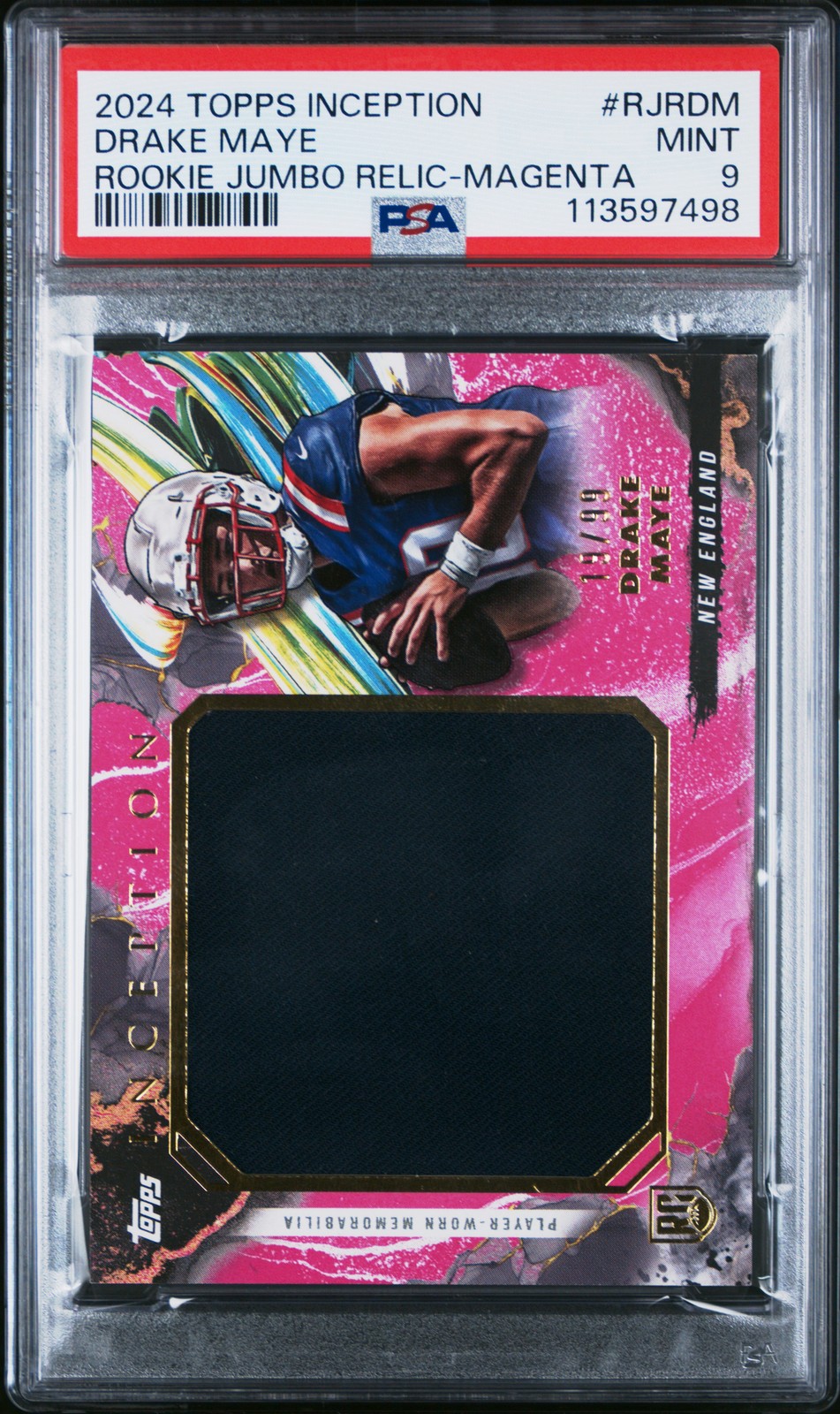 Drake Maye Topps Inception Rookie Jumbo Relics #RJRDM Magenta