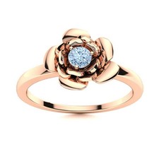 925 Silver Round Aquamarine Stone Prong Solitaire Wedding Ring Jewelry