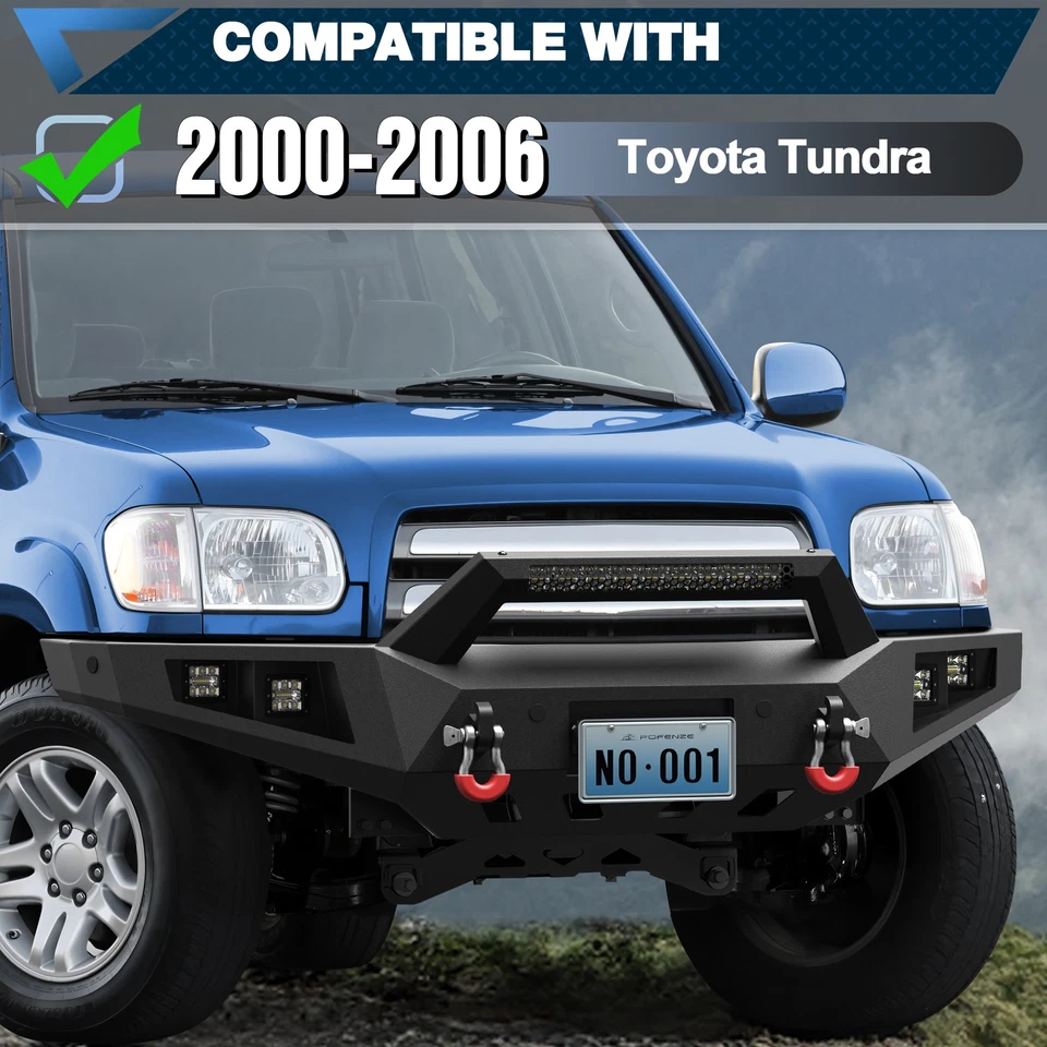 Parachoques delantero/trasero para Toyota Tundra 2000-2006 todoterreno con luces LED y anillos en D Foto 2 de 4
