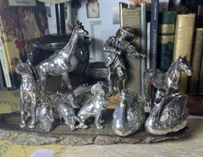 Lot of 9 Sterling Figures SwanDogs Pig Penguin Horse Giraffe  Fiddler V7 G2U