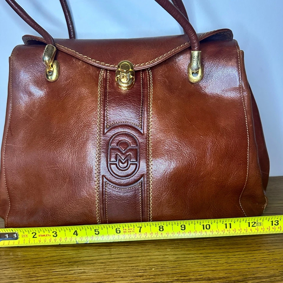 Marino Orlandi коричневый кожаный Дамская сумка коричневый Weekender сумка с короткими ручками - Изображение 3 из 4