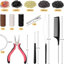 600Pcs Hair Extension Tools Kit,Microlink Tool Kit Hair Styling Accessories