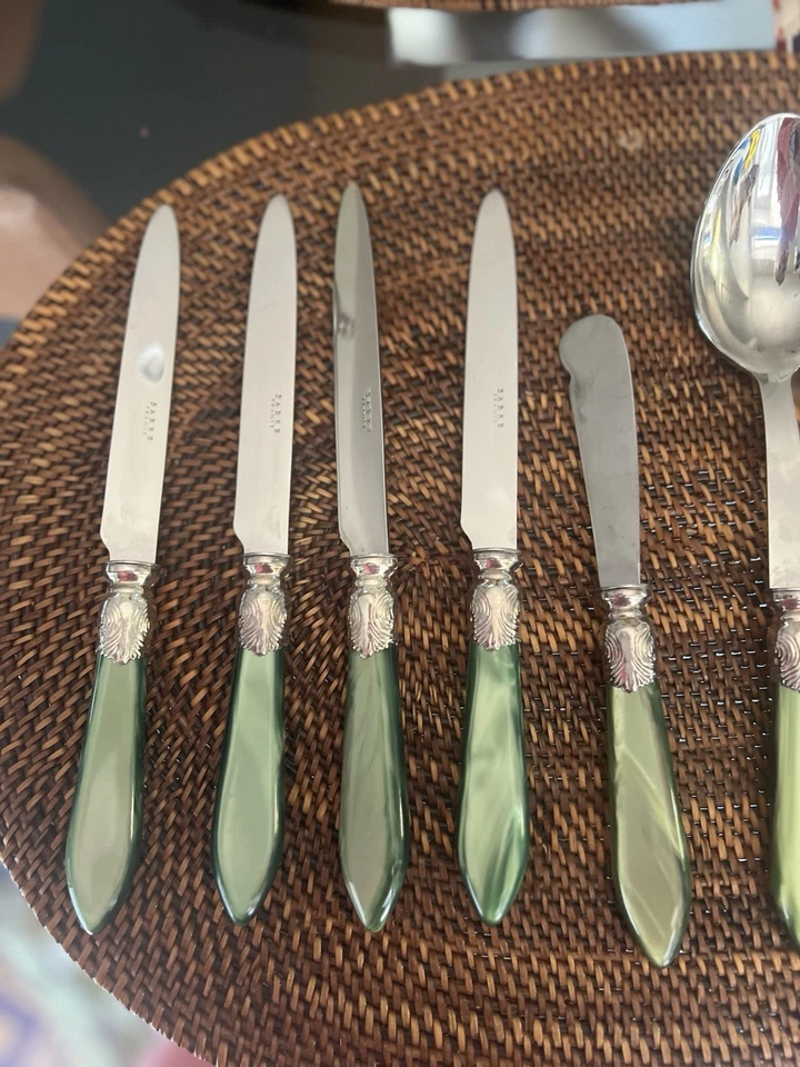 Juego de cubiertos sable parís 32 piezas jardín verde napoleón descontinuado raro Foto 4 de 4