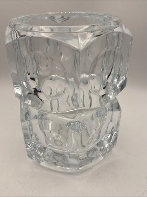Czech Republic Elements Crystal Pressed Art Glass 5  Vase Or Candle Holder