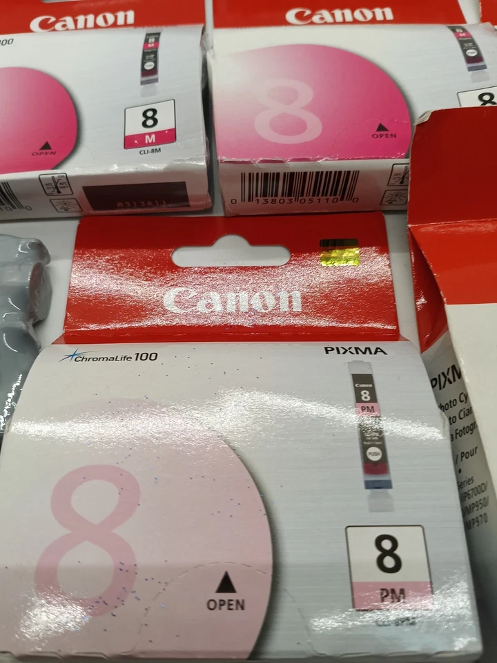 NUEVO 9 PK CARTUCHO DE TINTA ORIGINAL CANON PIXMA CLI-8 BK M C Y PM PC R G Pro9000 OEM Foto 3 de 4