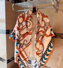 70% cashmere 30% silk Horse Chain double side printed square Wrap shawl 51'' new