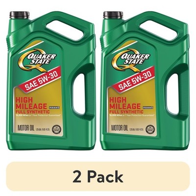 (2 pack) Quaker State Full Synthetic High Mileage 5W-30 Motor Oil, 5 Quart