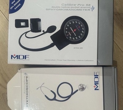 MDF Instruments Calibra Pro 58 Aneroid Analog BP Kit Cuff Gauge Bulb Black
