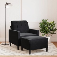 Sessel Mit Hocker Samt Schwarz 60 Cm Sitzbreite